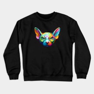 Sphynx Cat Colorful Portrait Crewneck Sweatshirt